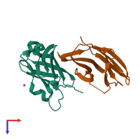 PDB entry 4zqk coloured by chain, top view.