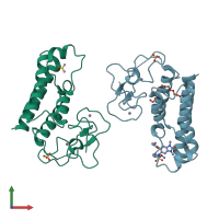PDB entry 4zql coloured by chain, front view.