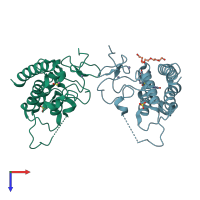 PDB entry 4zql coloured by chain, top view.