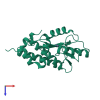 PDB entry 4zqq coloured by chain, top view.