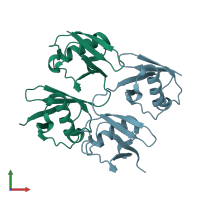 PDB entry 4zqs coloured by chain, front view.