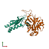 PDB entry 4zqu coloured by chain, front view.