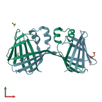 PDB entry 4zr2 coloured by chain, front view.