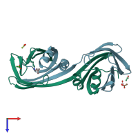 PDB entry 4zr2 coloured by chain, top view.