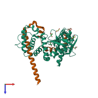 PDB entry 4zrj coloured by chain, top view.