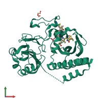 PDB entry 4zrr coloured by chain, front view.