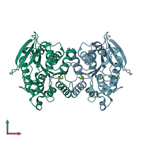 PDB entry 4zrs coloured by chain, front view.