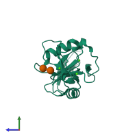 PDB entry 4zrw coloured by chain, side view.