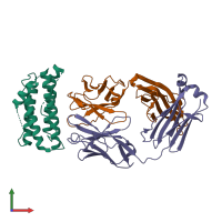 PDB entry 4zs7 coloured by chain, front view.