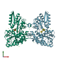 PDB entry 4zs9 coloured by chain, front view.