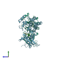 PDB entry 4zsa coloured by chain, side view.