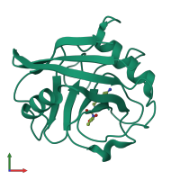 PDB entry 4zsc coloured by chain, front view.