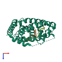 PDB entry 4zsh coloured by chain, top view.