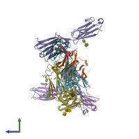 PDB entry 4zso coloured by chain, side view.