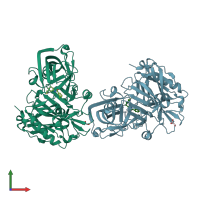 PDB entry 4zsp coloured by chain, front view.