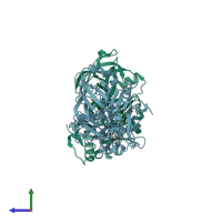 PDB entry 4zsp coloured by chain, side view.