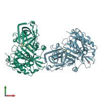 PDB entry 4zsq coloured by chain, front view.