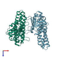 PDB entry 4zsv coloured by chain, top view.