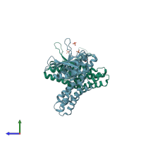 PDB entry 4zsx coloured by chain, side view.