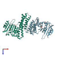 PDB entry 4zsx coloured by chain, top view.