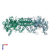 PDB entry 4zt2 coloured by chain, top view.