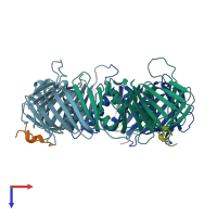 PDB entry 4ztd coloured by chain, top view.