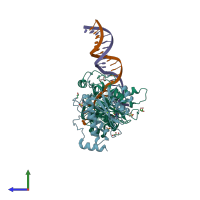 PDB entry 4ztj coloured by chain, side view.