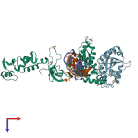 PDB entry 4ztj coloured by chain, top view.