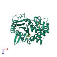 PDB entry 4ztk coloured by chain, top view.