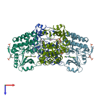 PDB entry 4ztn coloured by chain, top view.