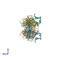 PDB entry 4zto coloured by chain, side view.