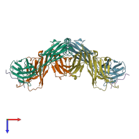 PDB entry 4zto coloured by chain, top view.