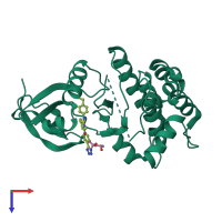 PDB entry 4zts coloured by chain, top view.