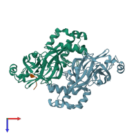 PDB entry 4zuh coloured by chain, top view.