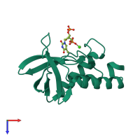 PDB entry 4zuj coloured by chain, top view.