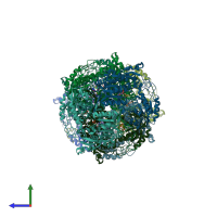 PDB entry 4zuk coloured by chain, side view.