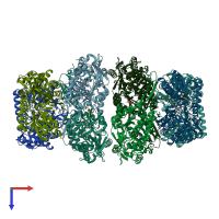 PDB entry 4zul coloured by chain, top view.