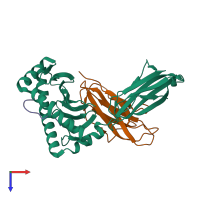 PDB entry 4zut coloured by chain, top view.