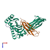 PDB entry 4zuw coloured by chain, top view.