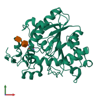 PDB entry 4zv7 coloured by chain, front view.