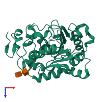 PDB entry 4zv7 coloured by chain, top view.