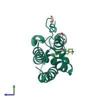 PDB entry 4zw1 coloured by chain, side view.