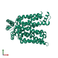 Solute carrier family 2, facilitated glucose transporter member 3 in PDB entry 4zwb, assembly 1, front view.