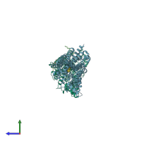 PDB entry 4zwc coloured by chain, side view.