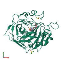 PDB entry 4zwx coloured by chain, front view.