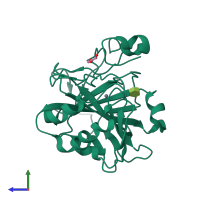 PDB entry 4zx0 coloured by chain, side view.