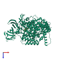 PDB entry 4zx3 coloured by chain, top view.