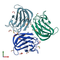 PDB entry 4zxe coloured by chain, front view.