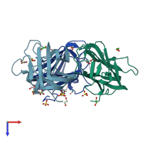 PDB entry 4zxe coloured by chain, top view.