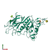 PDB entry 4zxn coloured by chain, front view.